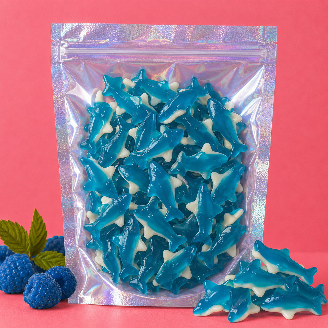 8oz Blue Raspberry Gummy Sharks