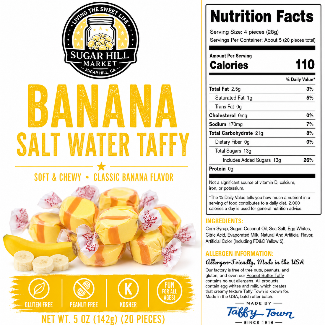 20-piece Banana salt water taffy