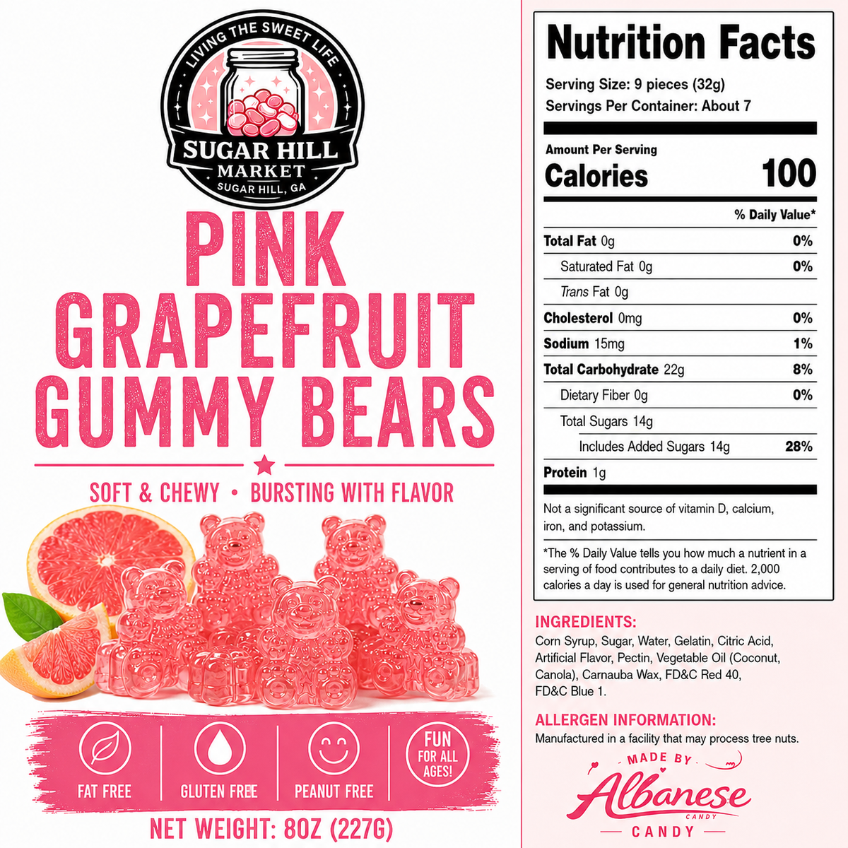 8oz Pink Grapefruit Gummy Bears additional product view