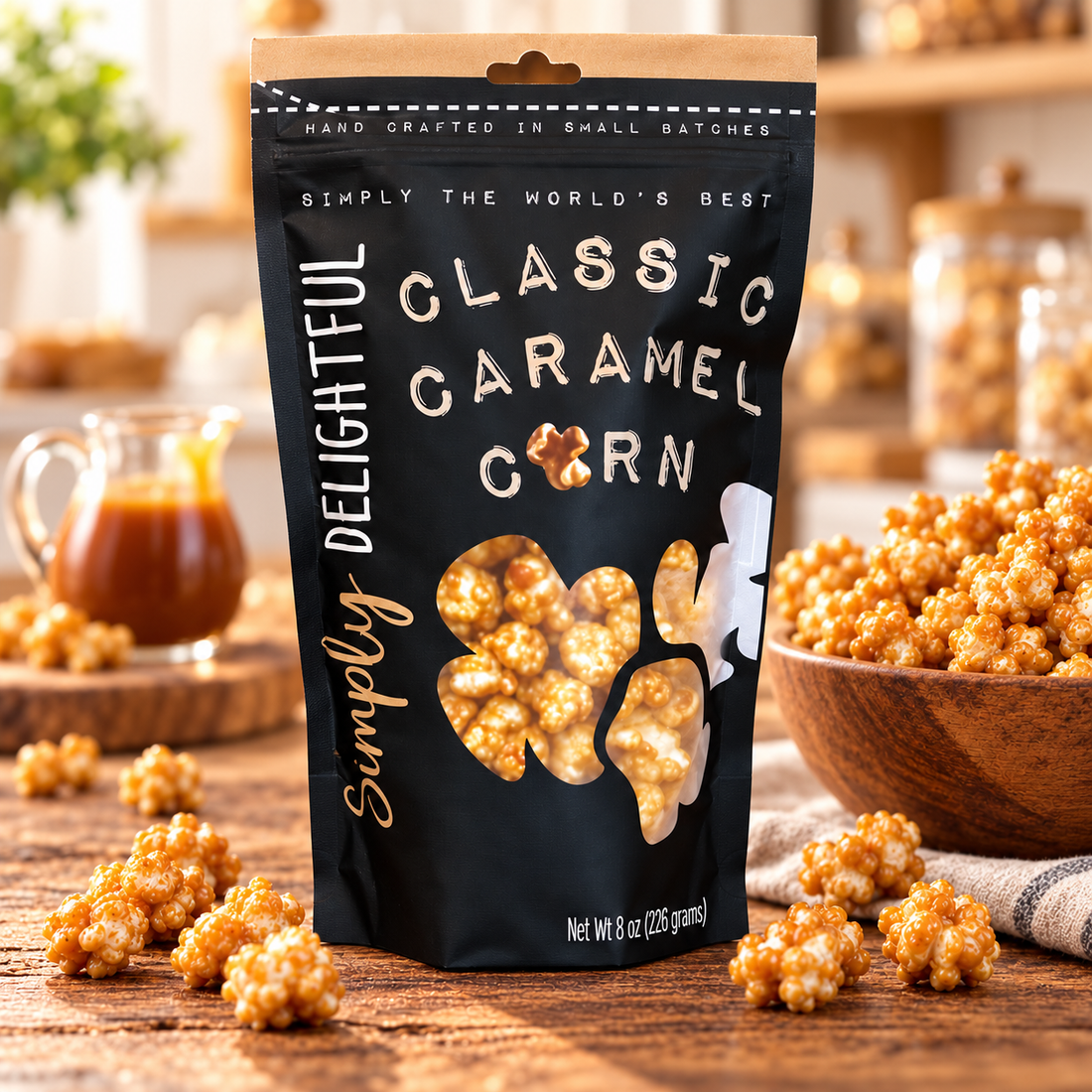 Simply Delightful Classic Caramel Popcorn package