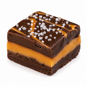 Single 4 oz Dark Chocolate Sea Salt Caramel Fudge square