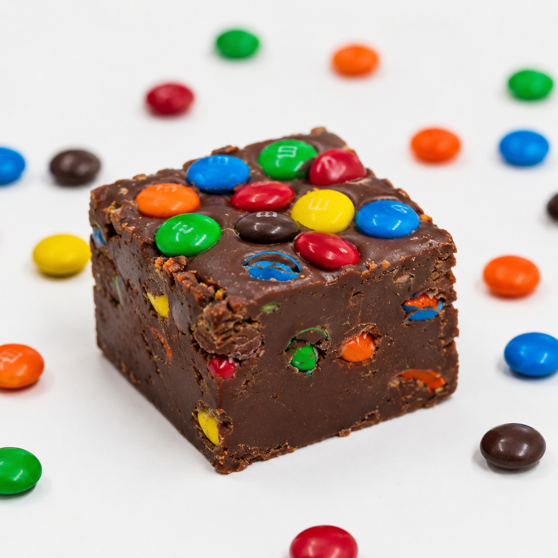 Single 4 oz Chocolate M&M's Fudge square