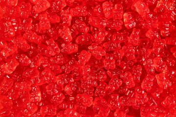 Wild cherry gummy bears with bright red color and chewy texture, Chewy wild cherry gummy bears fruit candy, Red cherry gummy bears candy close-up, Wild cherry flavored gummy bears snack, Gourmet wild cherry gummy bears with soft chewy bite, Cherry gummy bears perfect for parties and candy buffets, Fruit flavored wild cherry gummy bears candy, Wild cherry gummy bears displayed for candy jars, Sweet cherry gummy bears in bulk, Classic wild cherry gummy bear candy